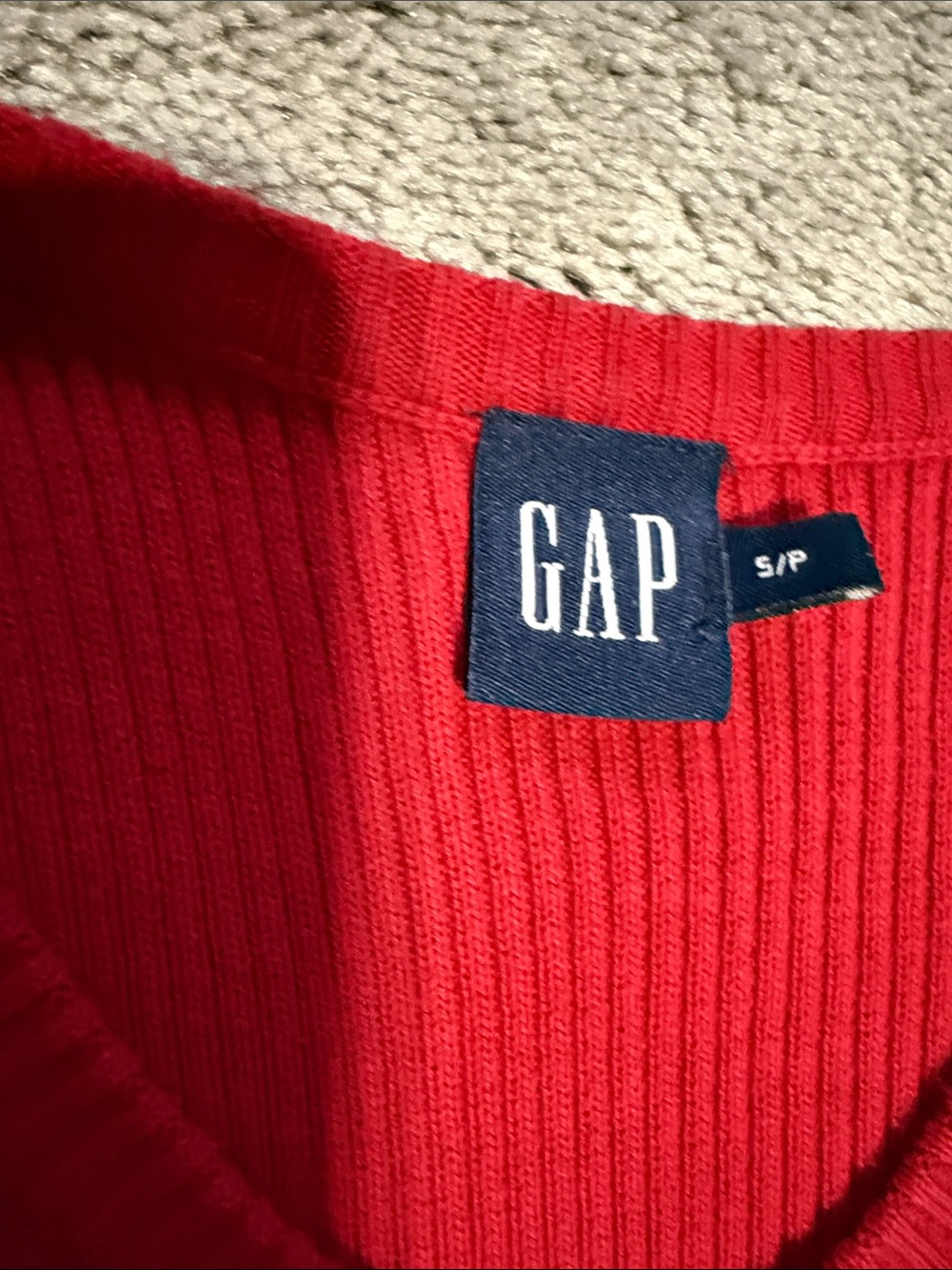 GAP Red V-Neck Ribbed Sweater - Picture 2 of 6